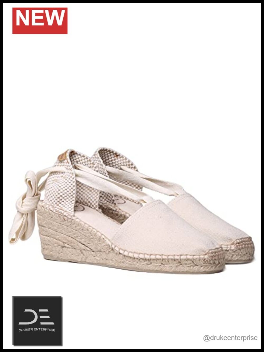 Women's Canvas Espadrille Sandals with Jute Wrap Ties
